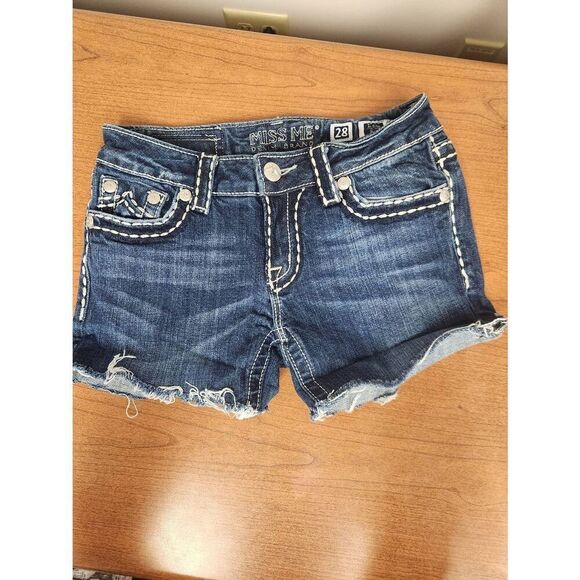 MISS ME Stretch Distressed Cut Off Jean Shorts Sz 28 - Picture 1 of 5